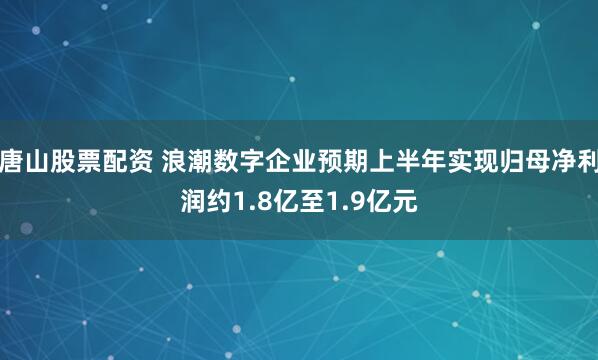 唐山股票配资 浪潮数字企业预期上半年实现归母净利润约1.8亿至1.9亿元